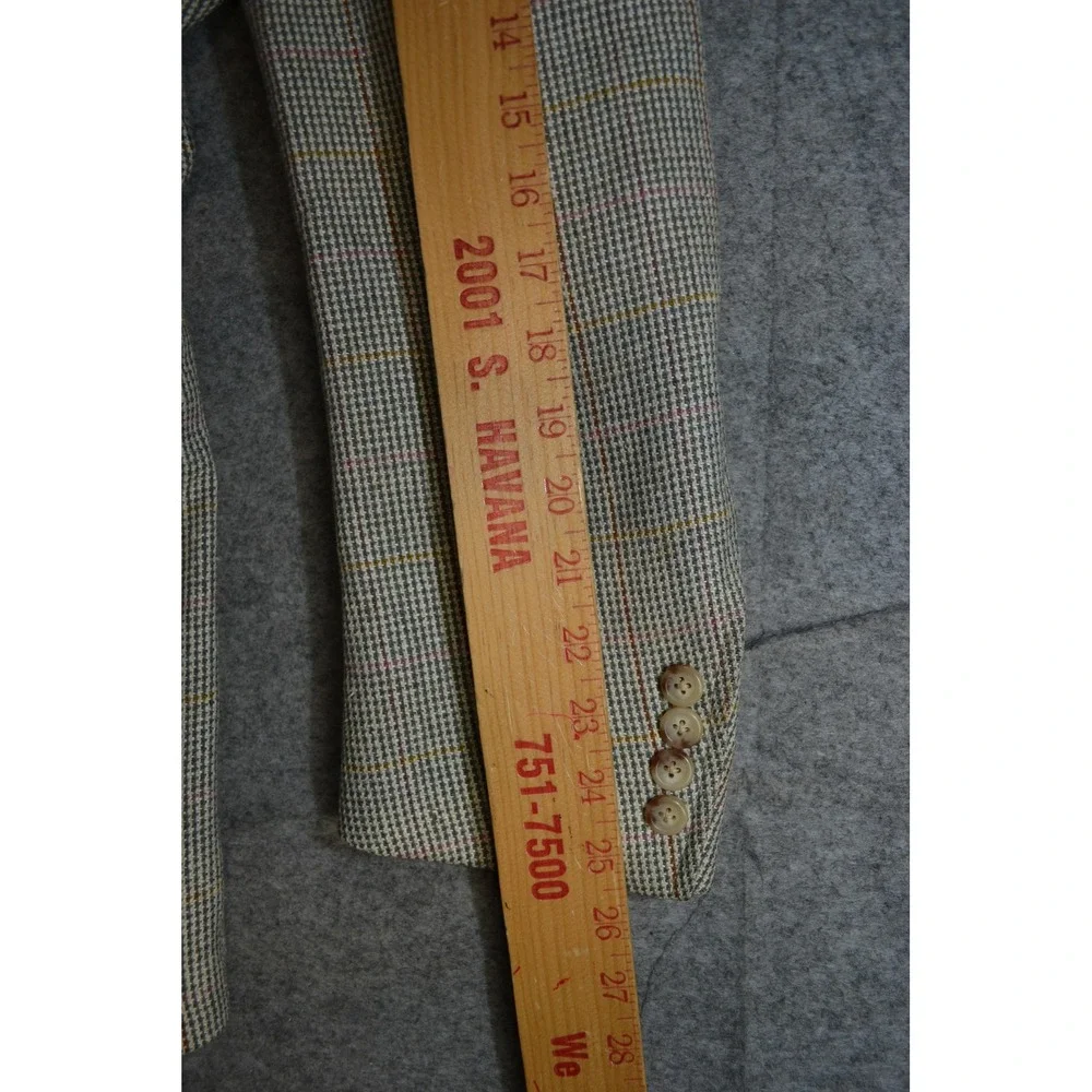 VTG Polo‎ Ralph Lauren Blazer Mens 41L Gray Windowpane Check Made USA Sport Coat